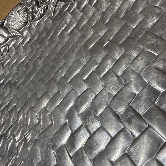 Vintage Lenox Fruit Basket Motif Oval Serving Display Tray Metal - Handles 22x15 - Picture 4 of 9